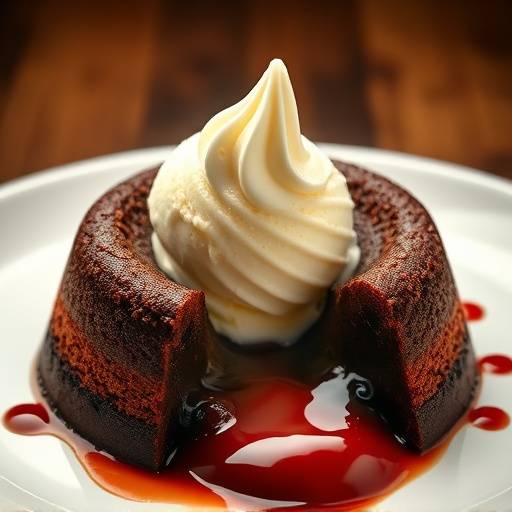 Chocolate lava cake with vanilla ice cream